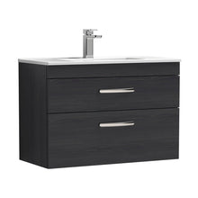 Nuie Athena 800mm Wall Hung Vanity With Basin 2 Contemporary Charcoal Black MFC 556x805x395mm - JJ Building Materials