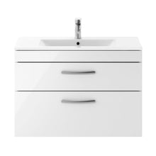 Nuie Athena 800mm Wall Hung Vanity With Basin 2 Contemporary Gloss White MFC 556x805x395mm - JJ Building Materials
