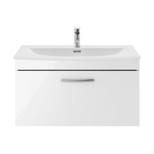 Nuie Athena 800mm Wall Hung Vanity With Basin 4 Contemporary Gloss White MFC 461x810x390mm - ATH062G - JJ Building Materials