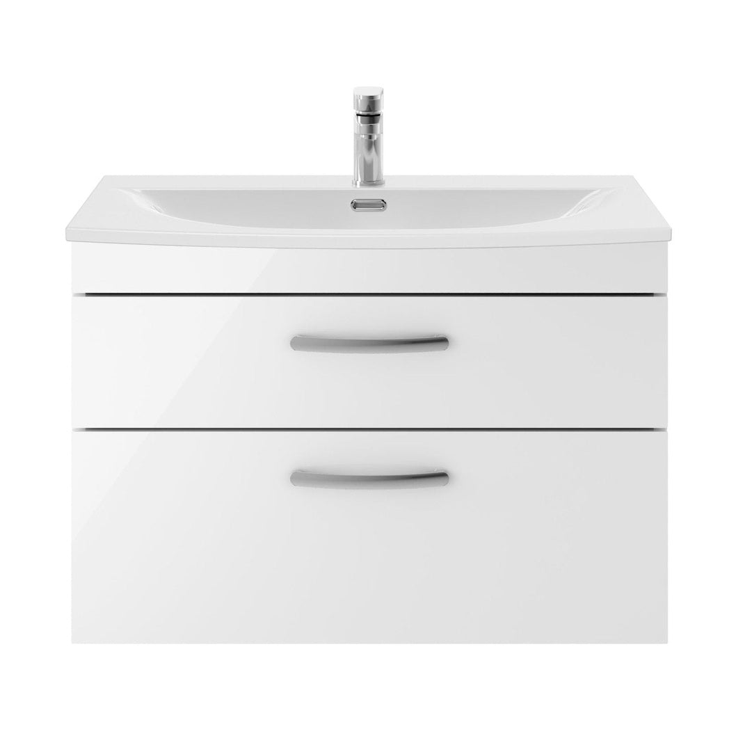Nuie Athena 800mm Wall Hung Vanity With Basin 4 Contemporary Gloss White MFC 461x810x390mm - ATH069G - JJ Building Materials