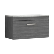 Nuie Athena 800mm Wall Hung Vanity With Grey Worktop Contemporary Anthracite Woodgrain MFC Textured Woodgrain 560x805x390mm - ATH060LBG - JJ Building Materials