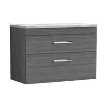 Nuie Athena 800mm Wall Hung Vanity With Grey Worktop Contemporary Anthracite Woodgrain MFC Textured Woodgrain 560x805x390mm - ATH067LBG - JJ Building Materials