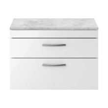 Nuie Athena 800mm Wall Hung Vanity With Grey Worktop Contemporary Gloss White MFC Painted Gloss 560x805x390mm - JJ Building Materials