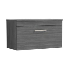 Nuie Athena 800mm Wall Hung Vanity With Worktop Contemporary Anthracite Woodgrain MFC Textured Woodgrain 448x805x390mm - JJ Building Materials