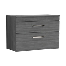 Nuie Athena 800mm Wall Hung Vanity With Worktop Contemporary Anthracite Woodgrain MFC Textured Woodgrain 556x805x390mm - JJ Building Materials