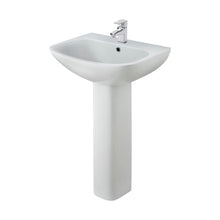 Nuie Ava 545mm Basin & Pedestal Contemporary White Vitreous China 840x545x455mm - JJ Building Materials