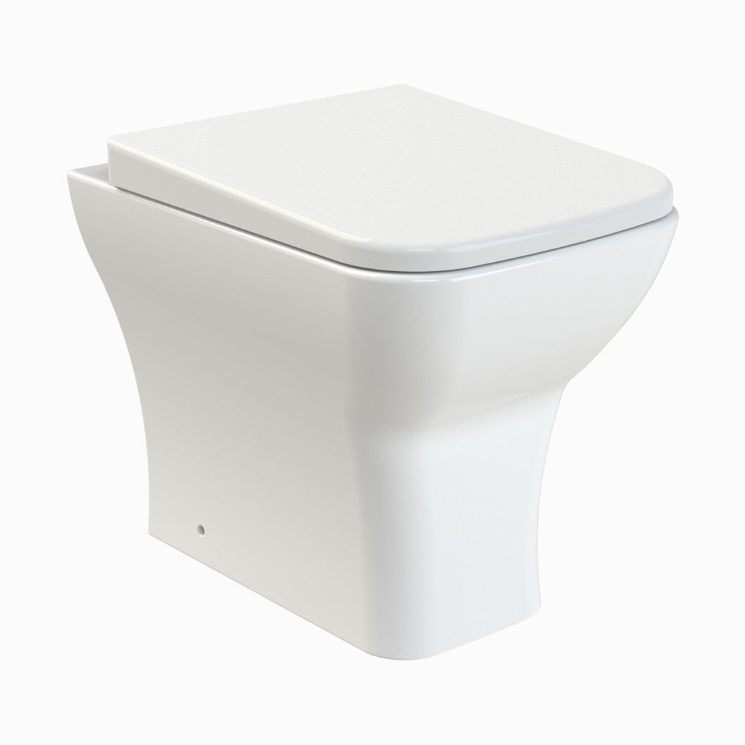Nuie Ava Back To Wall Pan & Soft Close Seat Contemporary White Polypropylene,stainless Steel,vitreous China 410x365x500mm - JJ Building Materials