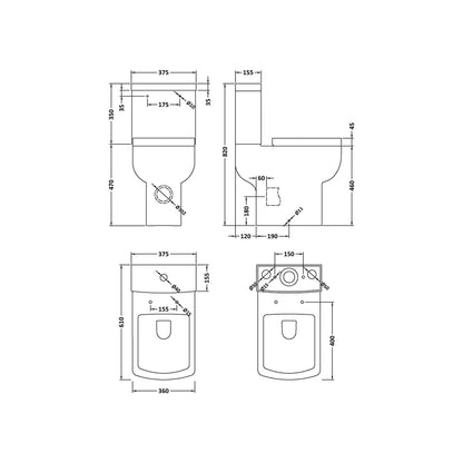 Nuie Ava Comfort Height Pan, Cistern & Seat Contemporary White Vitreous China 854x385x610mm - JJ Building Materials