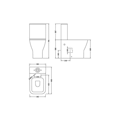 Nuie Ava Flush Rimless Pan, Cistern & Soft Close Seat Contemporary White Vitreous China 795x385x613mm - JJ Building Materials
