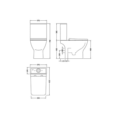 Nuie Ava Pan, Cistern & Seat Contemporary White Vitreous China 790x375x612mm - JJ Building Materials