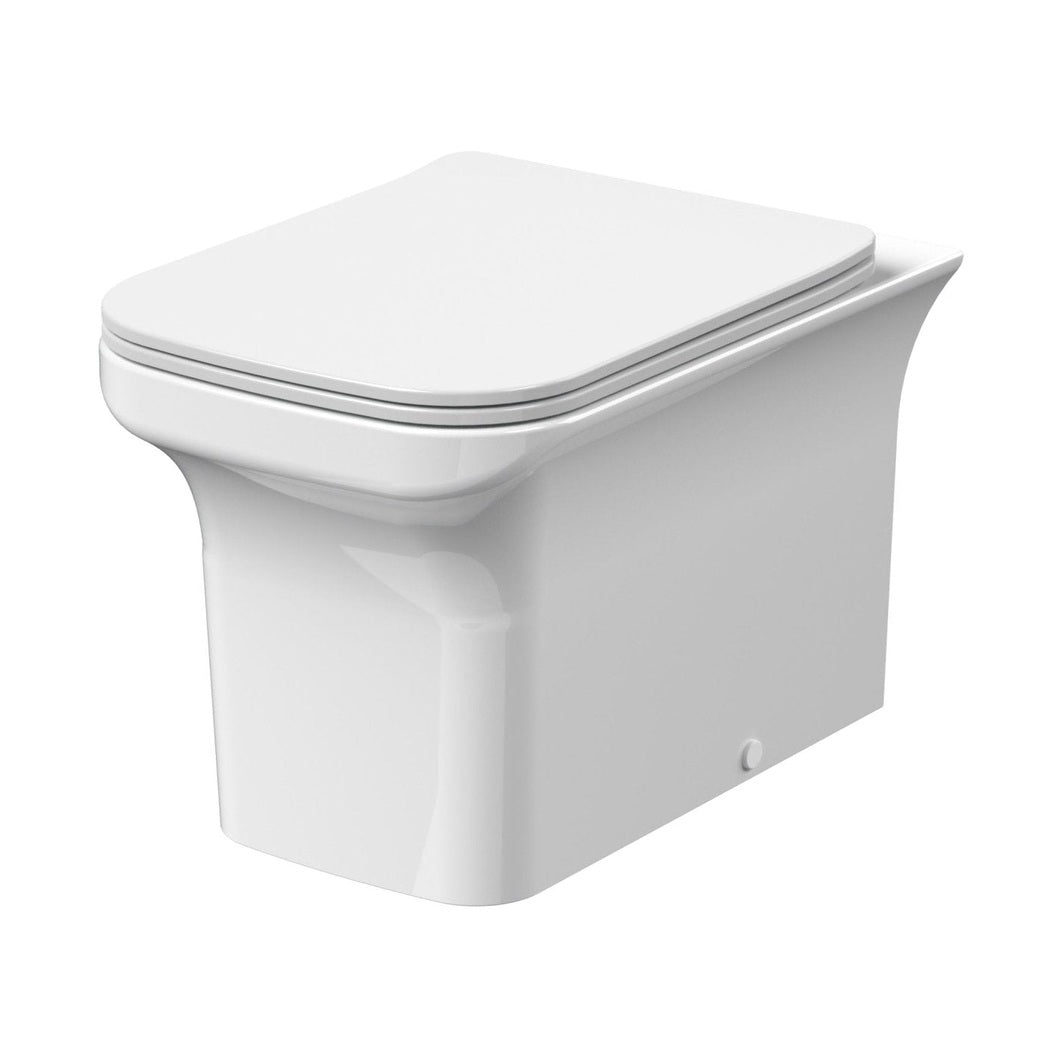 Nuie Ava Square Back To Wall Pan & Soft Close Seat Contemporary White Vitreous China 470x370x550mm - JJ Building Materials