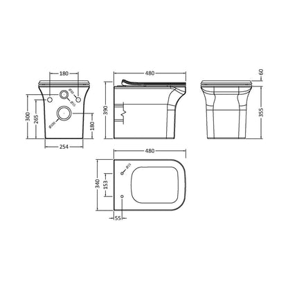 Nuie Ava Wall Hung Pan & Soft Close Seat Contemporary White Vitreous China 390x340x480mm - JJ Building Materials