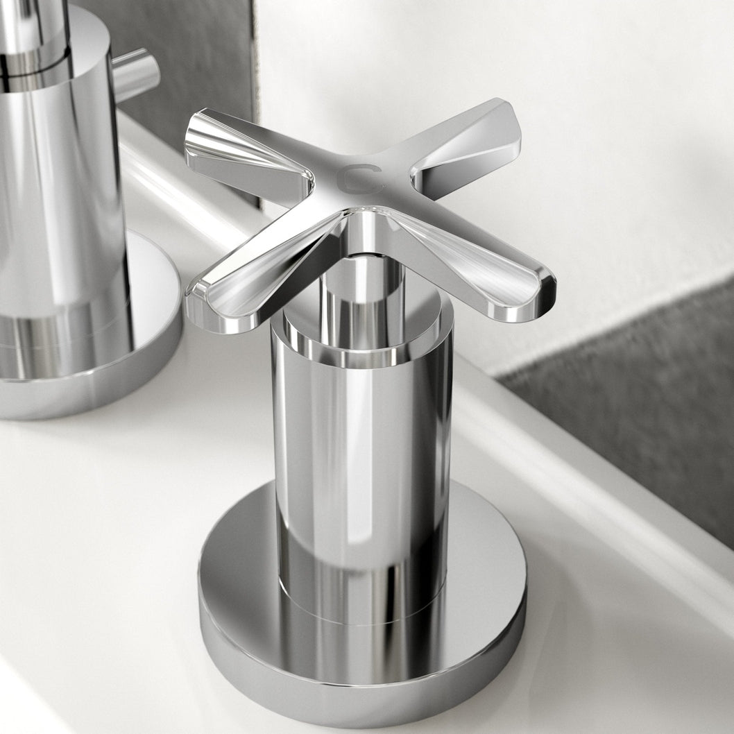 Nuie Aztec 3 Tap Hole Basin Mixer Contemporary Chrome Brass 190x130x175mm - JJ Building Materials