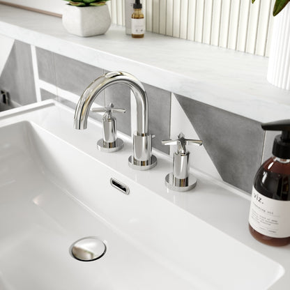 Nuie Aztec 3 Tap Hole Basin Mixer Contemporary Chrome Brass 190x130x175mm - JJ Building Materials