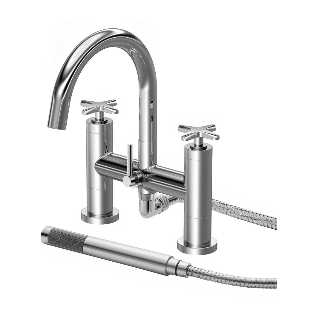 Nuie Aztec Bath Shower Mixer Contemporary Chrome Brass 319x230x50mm - JJ Building Materials