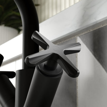 Nuie Aztec Mono Basin Mixer Contemporary Matt Black Brass 217x230x175mm - JJ Building Materials