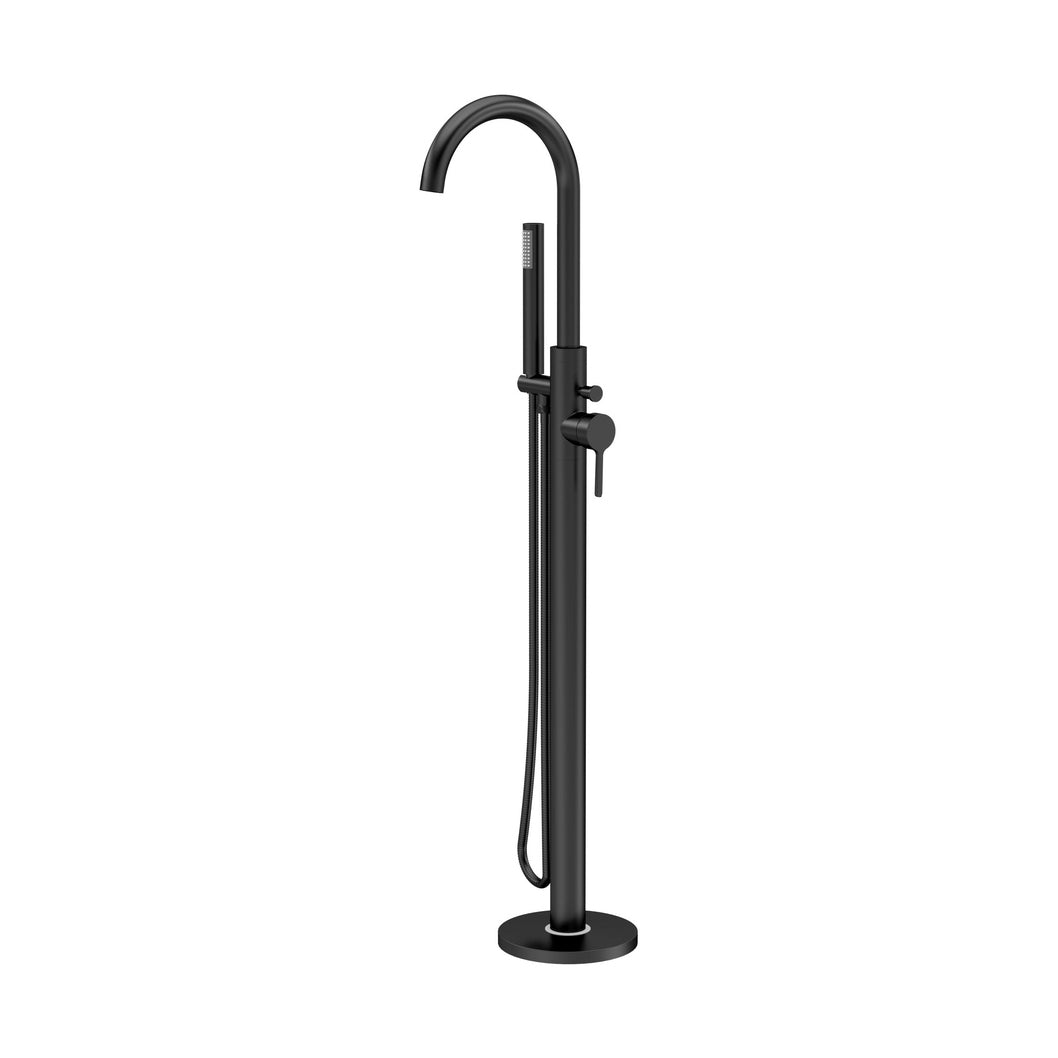 Nuie Aztec Tec Floor Standing Bath Shower Mixer Contemporary Matt Black Brass,plastic 1200x200x345mm - JJ Building Materials