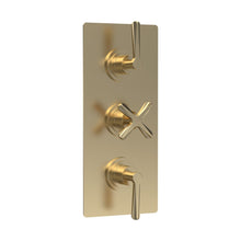 Nuie Aztec Triple Thermostatic Shower Valve Contemporary Brushed Brass Brass ABS 280x120x136mm - JJ Building Materials