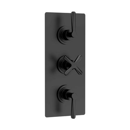Nuie Aztec Triple Thermostatic Shower Valve Contemporary Matt Black Brass ABS 280x120x136mm - JJ Building Materials