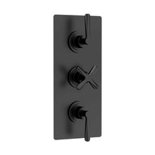 Nuie Aztec Triple Thermostatic Shower Valve With Diverter Contemporary Matt Black Brass ABS 280x120x136mm - JJ Building Materials