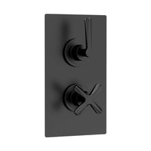 Nuie Aztec Twin Thermostatic Shower Valve Contemporary Matt Black Brass ABS 215x120x138mm - JJ Building Materials