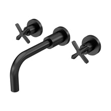 Nuie Aztec Wall Mounted Basin Mixer Contemporary Matt Black Brass 113x255x220mm - JJ Building Materials