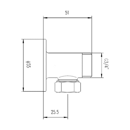 Nuie Backplate Elbow Unions Contemporary Chrome Brass 55x55x51mm - JJ Building Materials