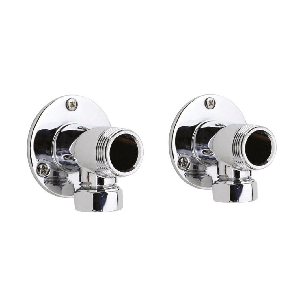 Nuie Backplate Elbow Unions Contemporary Chrome Brass 55x55x51mm - JJ Building Materials