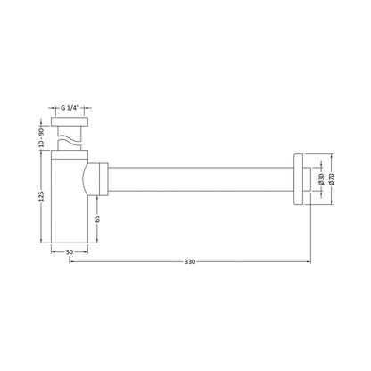 Nuie Basin Accessories Bottle Trap Contemporary Chrome Brass 115x70x51mm - JJ Building Materials
