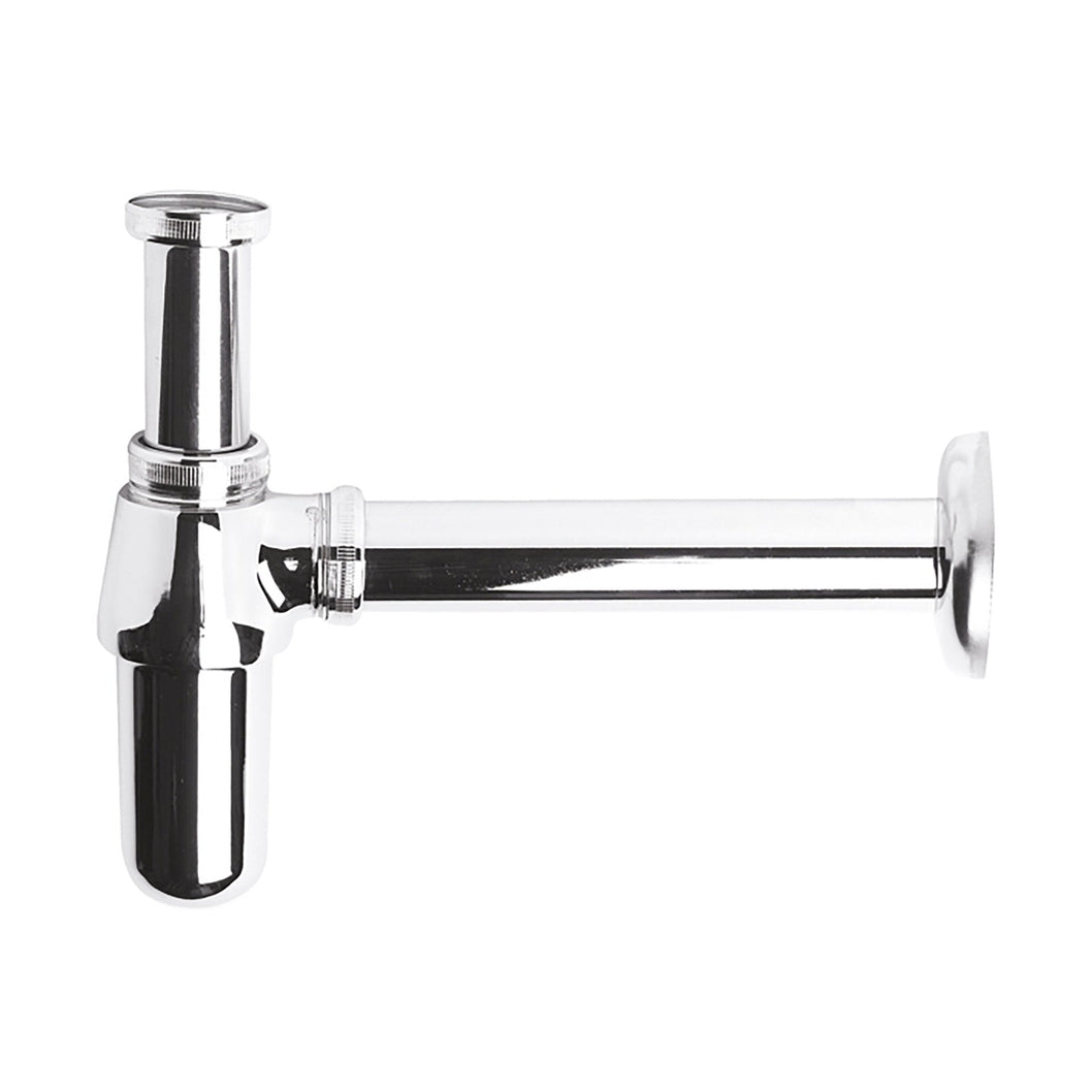 Nuie Basin Accessories Bottle Trap Contemporary Chrome Brass 263x77x77mm - JJ Building Materials