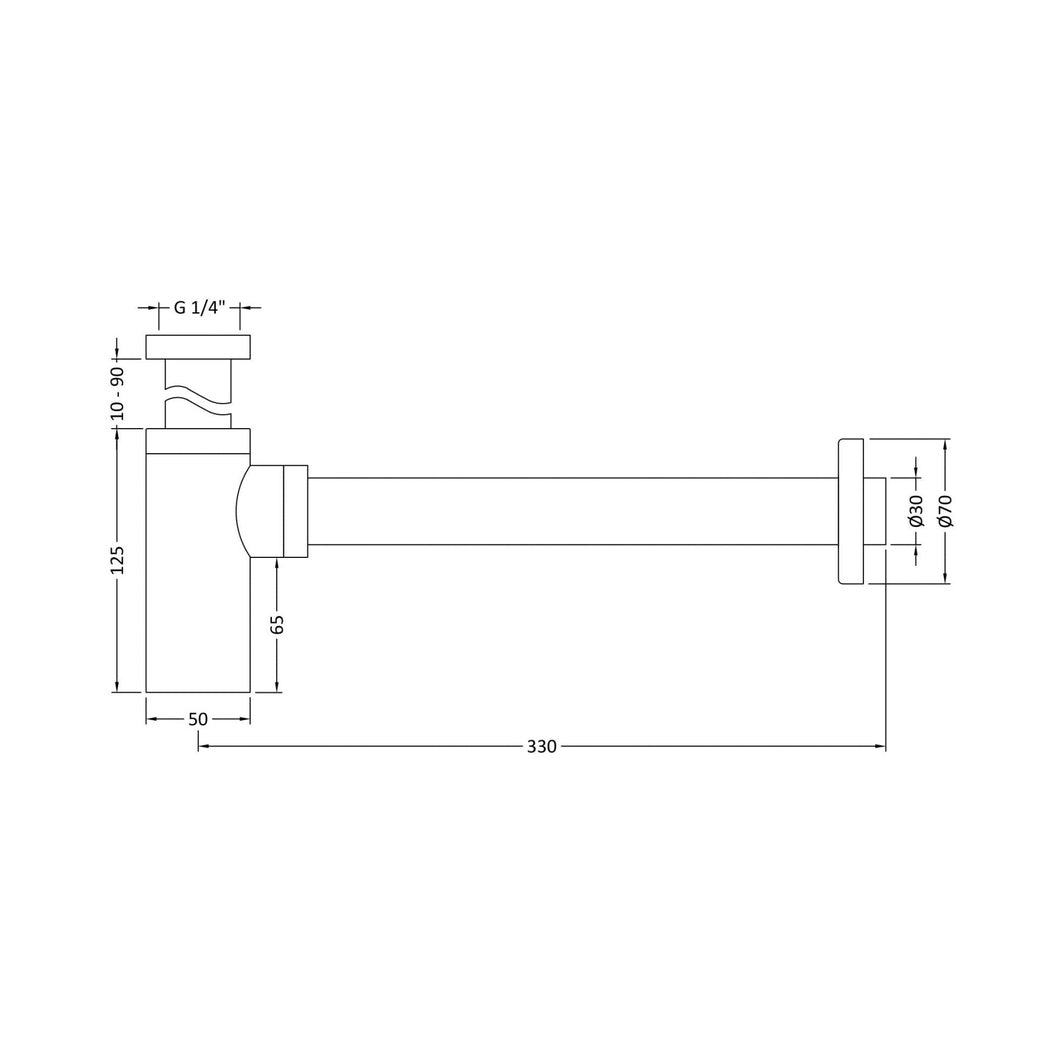 Nuie Basin Accessories Minimalist Bottle Trap Contemporary Black Brass 115x70x51mm - JJ Building Materials