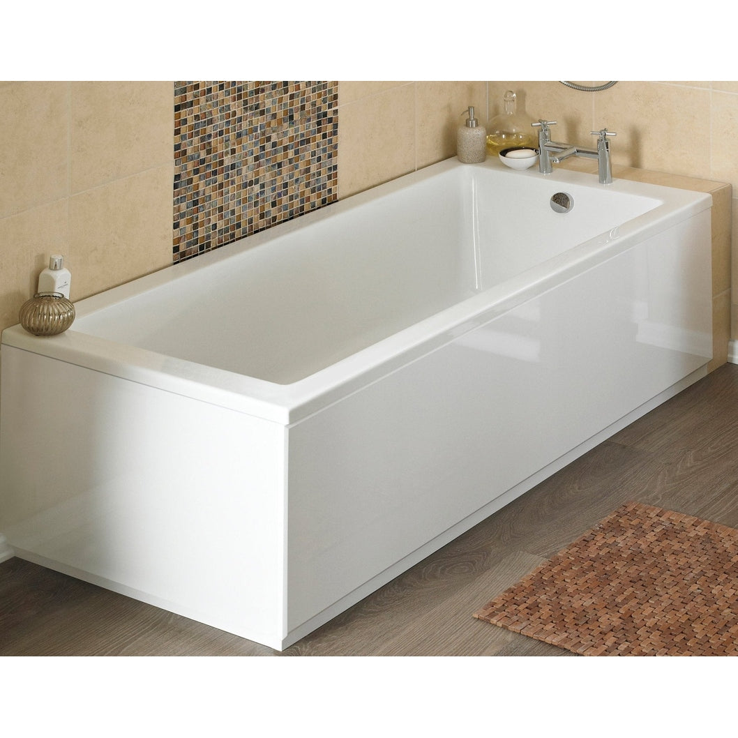 Nuie Bath Panels Straight End Panel & Plinth (700mm) Contemporary Gloss White MDF Painted Gloss 560x680x36mm - JJ Building Materials