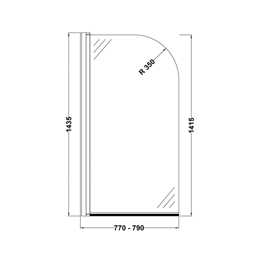 Nuie Bath Screens Round Bath Screen Contemporary Chrome Aluminium 1430x790x24mm - JJ Building Materials