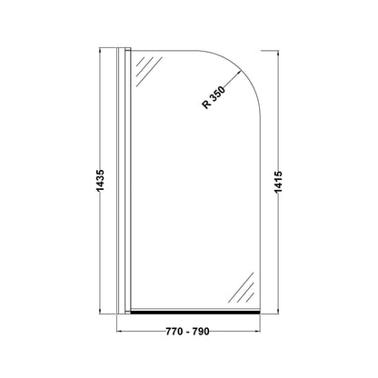 Nuie Bath Screens Round Bath Screen Contemporary Chrome Aluminium 1430x790x24mm - JJ Building Materials
