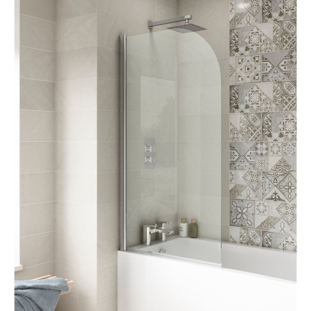 Nuie Bath Screens Round Bath Screen Contemporary Chrome Aluminium 1430x790x24mm - JJ Building Materials