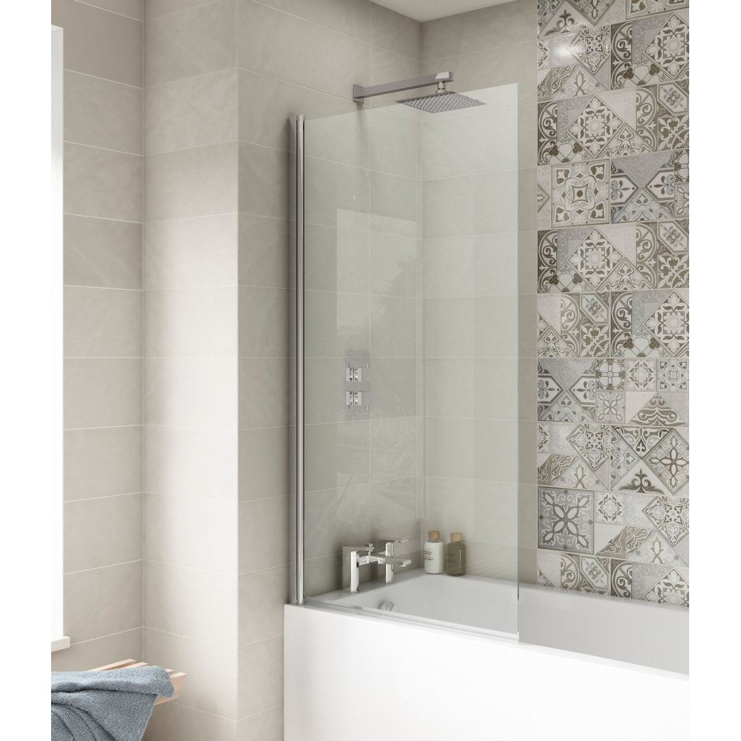 Nuie Bath Screens Square Bath Screen Contemporary Chrome Aluminium 1430x790x38mm - JJ Building Materials