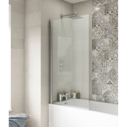 Nuie Bath Screens Square Bath Screen Contemporary Chrome Aluminium 1430x790x38mm - JJ Building Materials