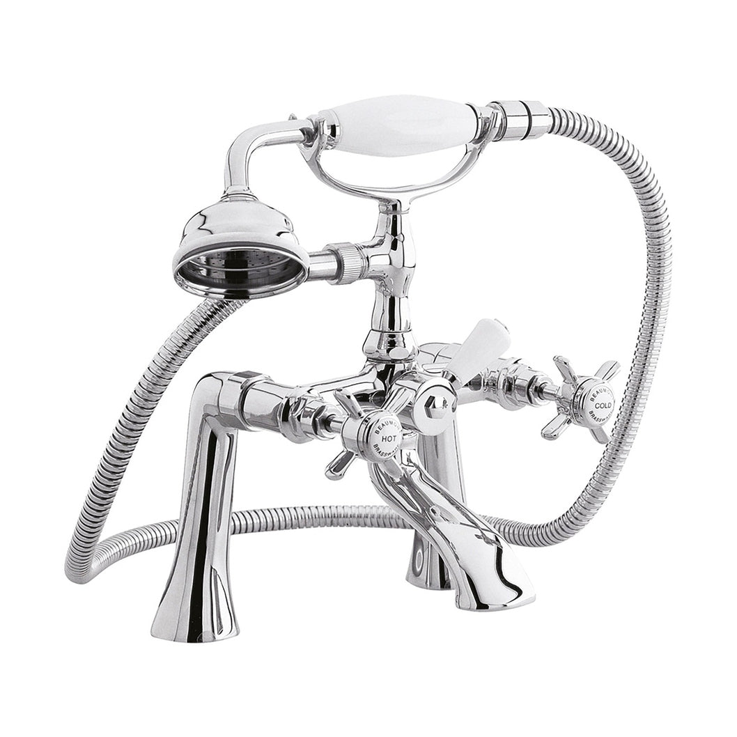 Nuie Beaumont 1/2" Bath Shower Mixer Traditional Chrome Brass 282x220x165mm - JJ Building Materials