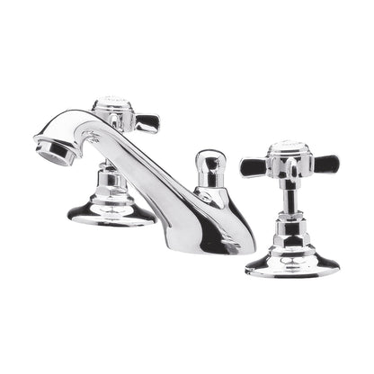 Nuie Beaumont 3 Tap Hole Basin Mixer Traditional Chrome Brass 85x50x165mm - JJ Building Materials