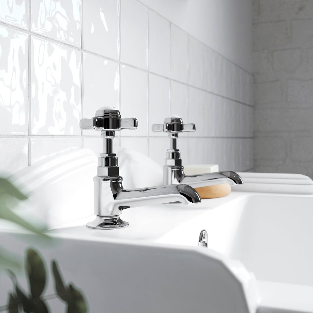 Nuie Beaumont Basin Taps Traditional Chrome Brass 115x40x115mm - JJ Building Materials