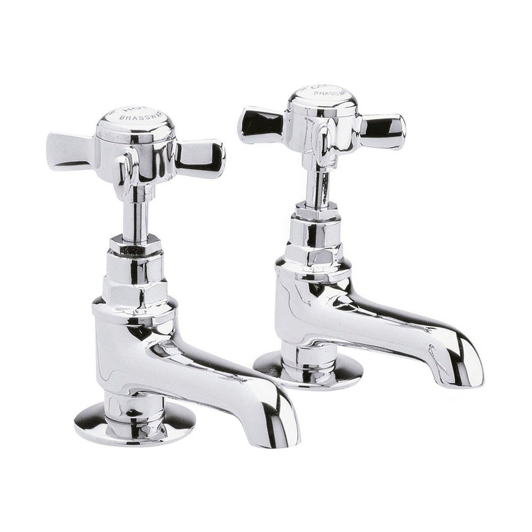 Nuie Beaumont Basin Taps Traditional Chrome Brass 115x40x115mm - JJ Building Materials