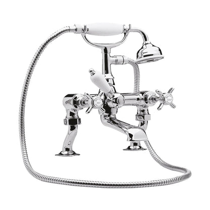 Nuie Beaumont Luxury 3/4" Cranked Bath Shower Mixer Traditional Chrome Brass 295x215x180mm - JJ Building Materials