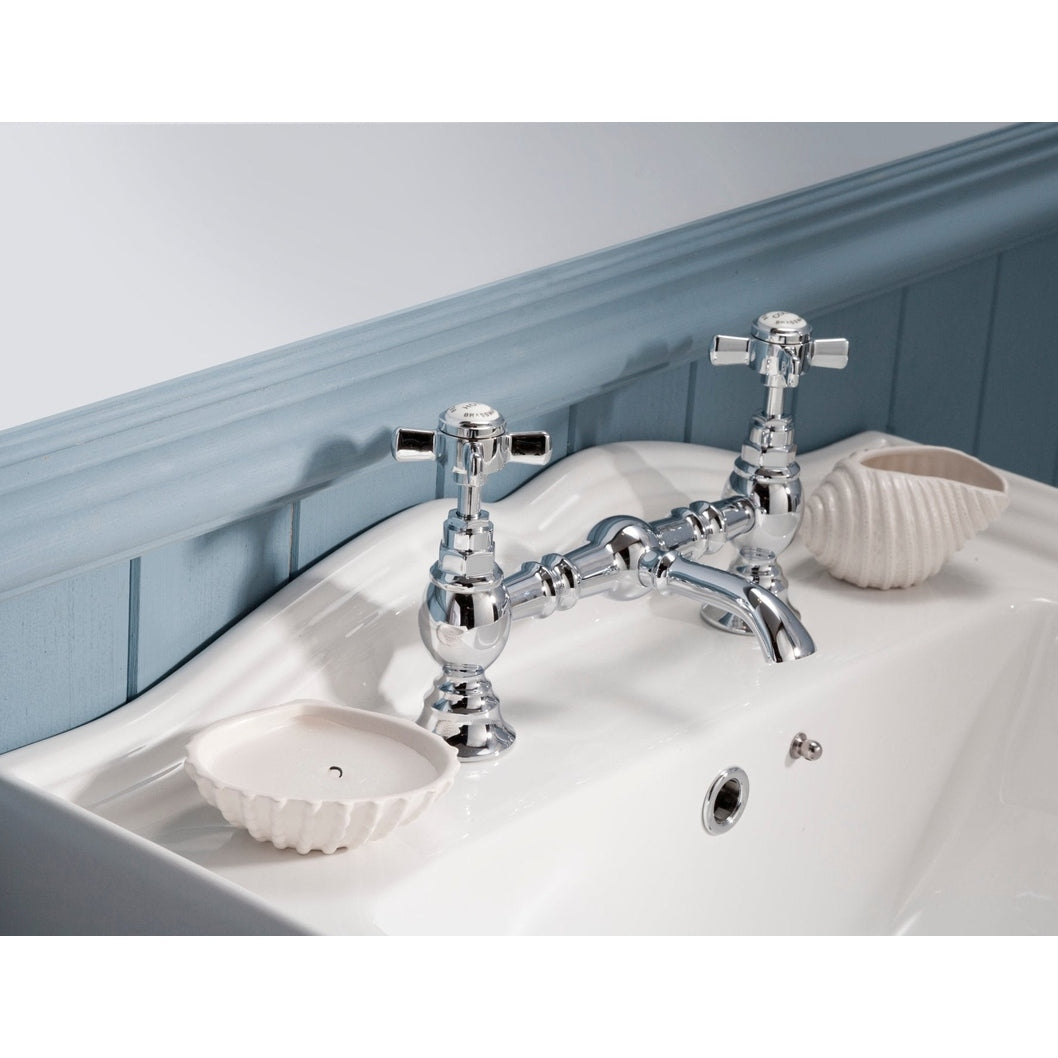 Nuie Beaumont Luxury Basin Mixer Traditional Chrome Brass 140x40x240mm - JJ Building Materials