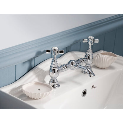 Nuie Beaumont Luxury Basin Mixer Traditional Chrome Brass 140x40x240mm - JJ Building Materials