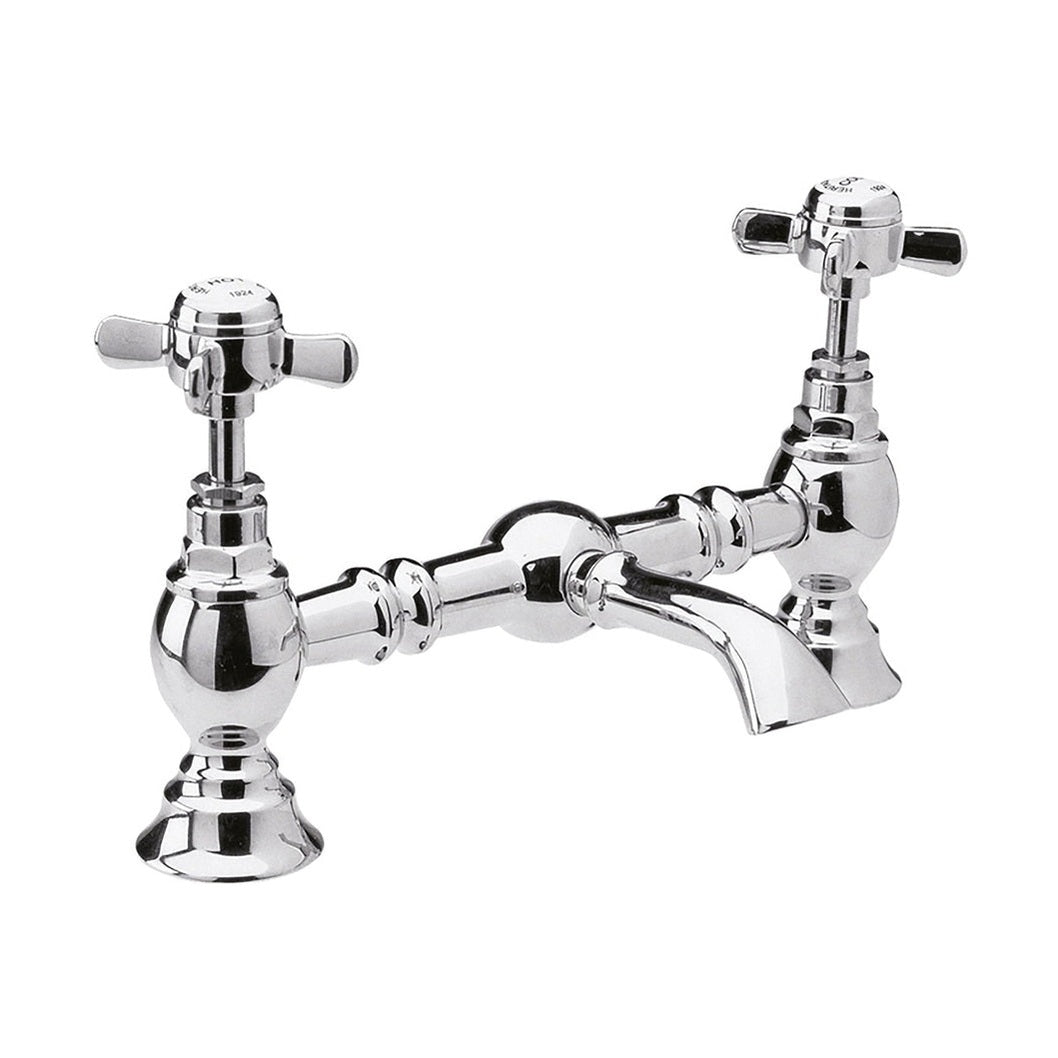 Nuie Beaumont Luxury Basin Mixer Traditional Chrome Brass 140x40x240mm - JJ Building Materials