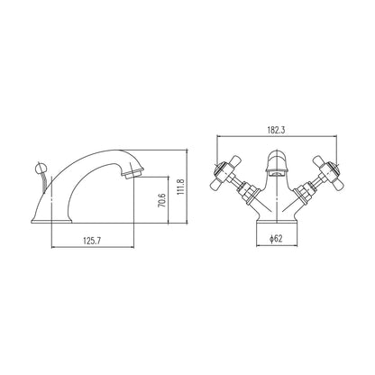 Nuie Beaumont Luxury Mono Basin Mixer Traditional Chrome Brass 112x62x197mm - JJ Building Materials