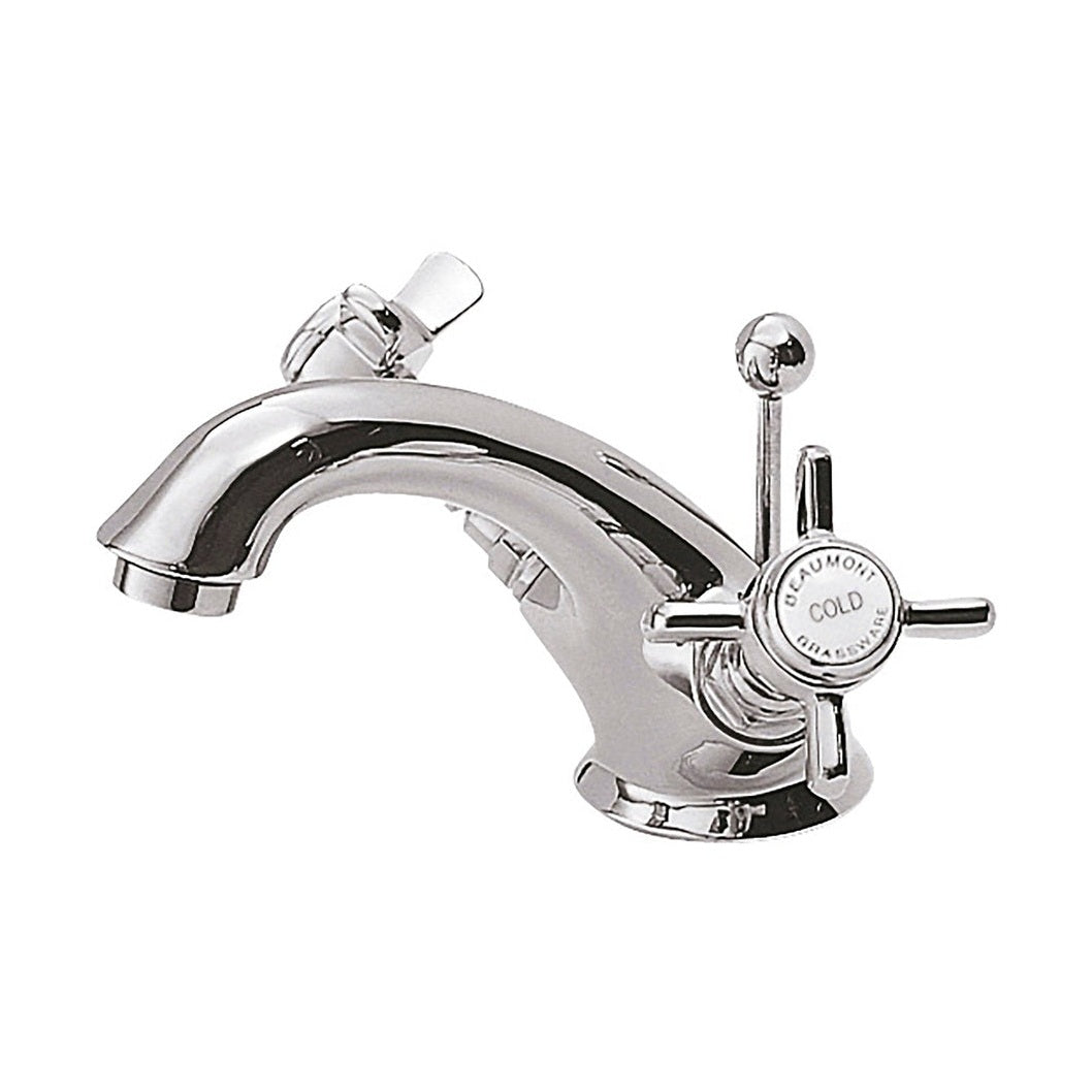 Nuie Beaumont Luxury Mono Basin Mixer Traditional Chrome Brass 112x62x197mm - JJ Building Materials
