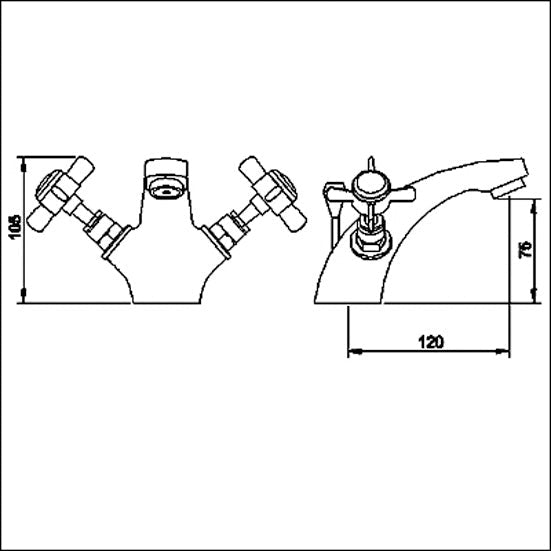 Nuie Beaumont Mono Basin Mixer Traditional Chrome Brass 105x50x155mm - JJ Building Materials