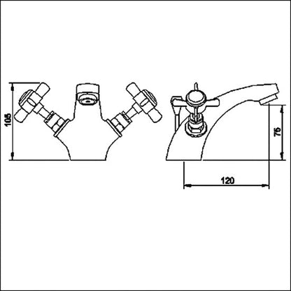 Nuie Beaumont Mono Basin Mixer Traditional Chrome Brass 105x50x155mm - JJ Building Materials