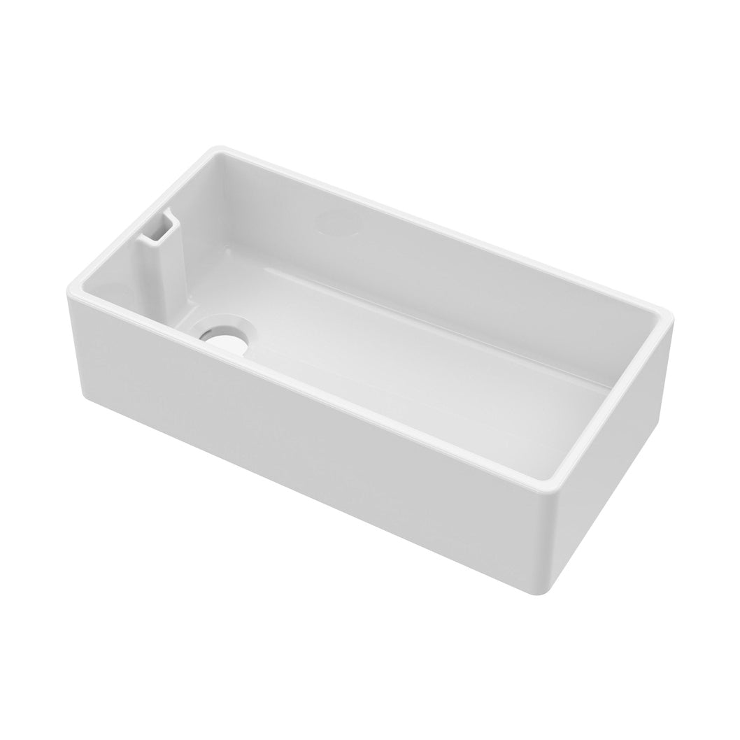 Nuie Belfast Sink 895x460x245 Traditional White Fireclay 245x895x455mm - JJ Building Materials
